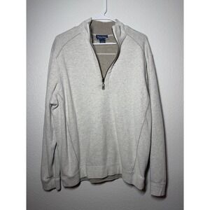 Tommy Bahama Mens Reversible Quarter Zip Pullover Sweater Gray Cotton Medium